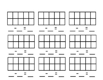 Preview of Subtracting with Ten Frames Blank Template