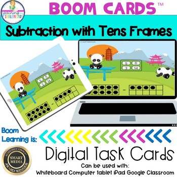 Preview of Subtracting with Tens Frames Boom Cards