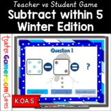 Subtract within 5 Winter Powerpoint Game
