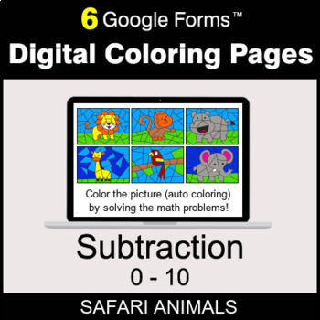 Preview of Subtraction 0-10 - Digital Coloring Pages | Google Forms