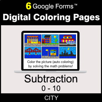 Preview of Subtraction 0-10 - Digital Coloring Pages | Google Forms