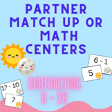 Subtraction 0-20 Cards. Math Center/ Partner Match Up Game