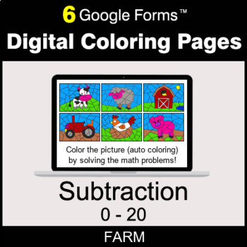 Preview of Subtraction 0-20 - Digital Coloring Pages | Google Forms