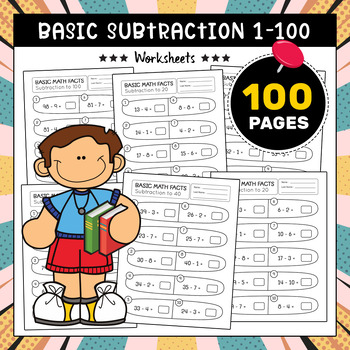 Preview of Subtraction 1-100, Beginning Math Fact Fluency Assessment Subtraction Skills