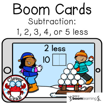 Preview of Subtraction 1, 2, 3, 4 or 5 less Boom™ Cards