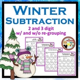 Subtraction 2 and 3 Digit Winter Color the Difference