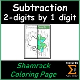 Subtraction: 2-digits by 1 digit | St. Patrick's Day Color
