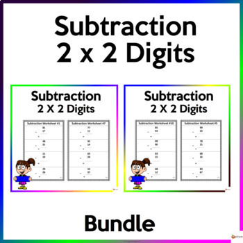 Subtraction 2 x 2 Worksheets Bundle by A Plus Learning | TpT