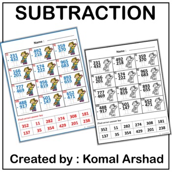 Preview of Subtraction 3 Digit Numbers Regrouping Worksheets