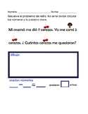 Subtraction word problems spanish/ problemas de resta escritos