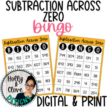 Subtraction Across Zero BINGO - Digital & Print Versions - NO PREP Game