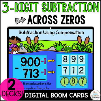 Preview of 3 Digit Subtraction Across Zeros Boom Cards