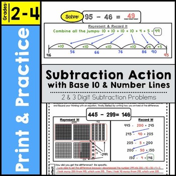 Preview of Subtraction Action with Number Lines