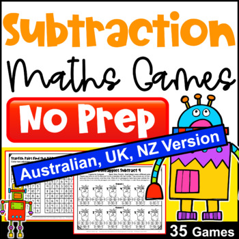 Preview of Subtraction Activity - 35 NO PREP Maths Games [AUST UK NZ CAN Edition]