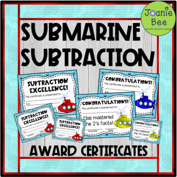 Preview of SUBtraction Award Certificates (Submarine Theme)