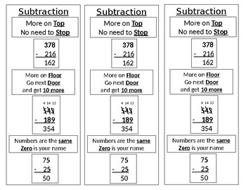 Preview of Subtraction Bookmark