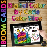 Subtraction Boom Cards™ Birthday Digital Color by Code Mat