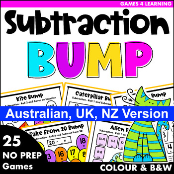Preview of Subtraction Bump Games: 25 Subtraction Facts Games [Australian UK NZ Edition]