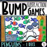 Subtraction Bump Games using 1 dice - WINTER PENGUINS
