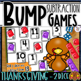 Subtraction Bump Games using 2 dice - THANKSGIVING