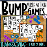Subtraction Bump Games with 1 or 2 dice - THANKSGIVING - BUNDLE