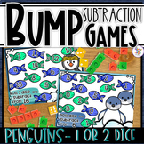 Subtraction Bump Games with 1 or 2 dice - WINTER PENGUIN - bundle