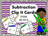 Subtraction Clip It Cards From 0 to 20