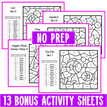 subtraction color by number games bonus subtraction coloring worksheets