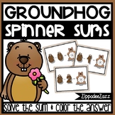 Subtraction Color the Answer Task Cards Groundhog Theme