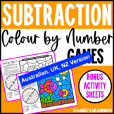 Subtraction Colour by Number Games [Australian UK NZ Canad