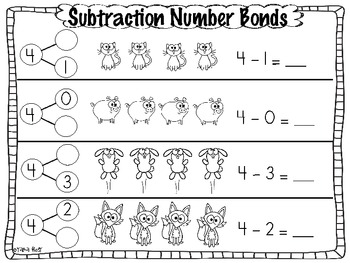 Subtraction Common Core Number Bond Practice Pages by Tara West | TpT