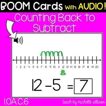 Preview of Subtraction | Counting Back on a Number Line | Math BOOM Cards | Back to School