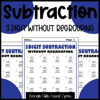 Preview of Subtraction Daily Math Review - 3 Digit Subtraction Without Regrouping Warm Ups