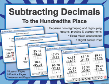 Subtraction | Decimals to the Hundredths Place | Digital & Print