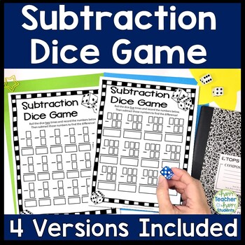 Preview of Subtraction Dice Game | 4 Difficulty Levels | Subtraction Game Printable