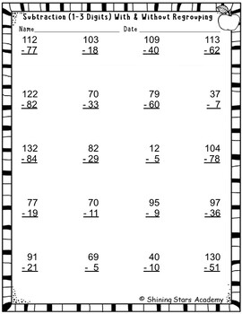 Subtraction (digits, Missing Numbers & Visuals) Kg To Grade 1 