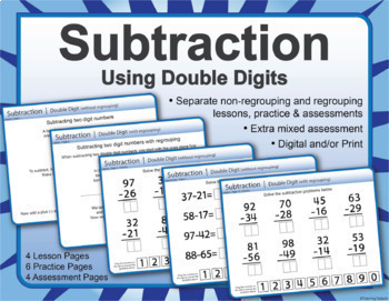 Subtraction | Double Digits | Digital & Print by Tinkering Tadpole