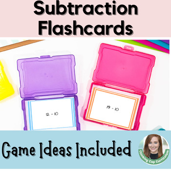 Preview of Printable Subtraction Flashcards and Math Games for Math Fluency Centers Color