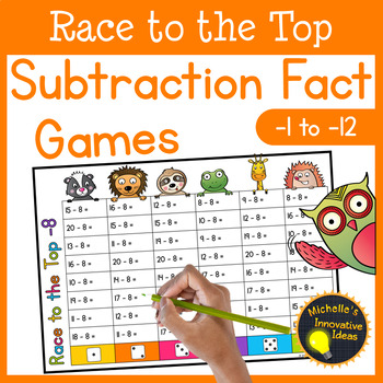 Preview of Subtraction Fact Fluency Games -1 to -12 - Race to the Top