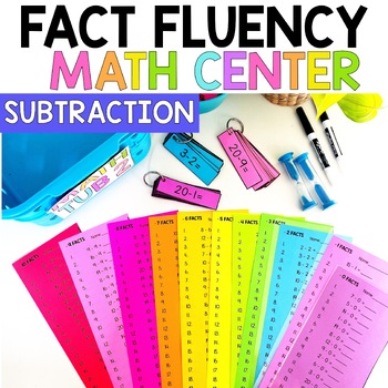 Preview of Subtraction Fact Fluency Math Center Subtraction within 10 and 20 math game