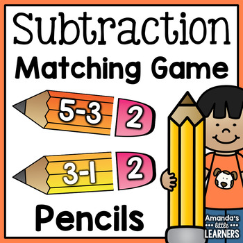 Subtraction Fact Matching Pencils by Amanda's Little Learners | TpT