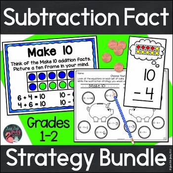 Preview of Subtraction Fact Strategies to 20 Bundle - Anchor Charts, Flashcards, Worksheets