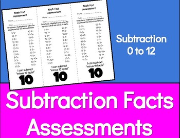 Preview of Subtraction Facts Assessments