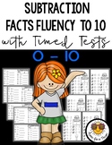 Subtraction Facts Fluency to 10 Practice and Timed Tests