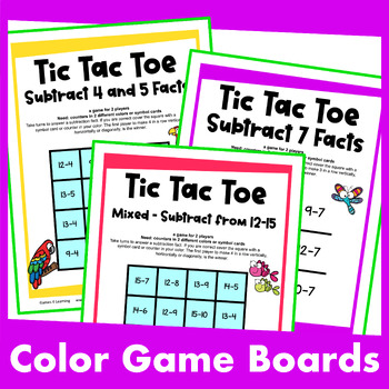 Subtraction Tic-Tac-Toe to Ten Math Game: Pre-K - 1st Grade