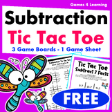 Free Tic Tac Toe Subtraction Games for Math Fact Fluency -