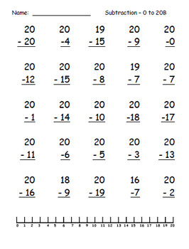 Subtraction Facts Within 20 by TechieSandy | Teachers Pay Teachers