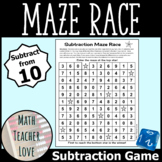 Subtraction Facts Within 20 Game: Maze Race Subtract from 10