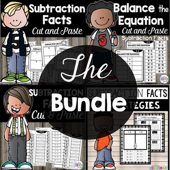 Preview of Subtraction Facts Worksheets - Grades 1 & 2 Strategies, Cut and Paste Activities