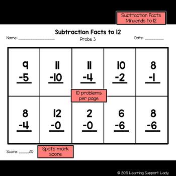 Subtraction Facts to 12 by Learning Support Lady | TPT